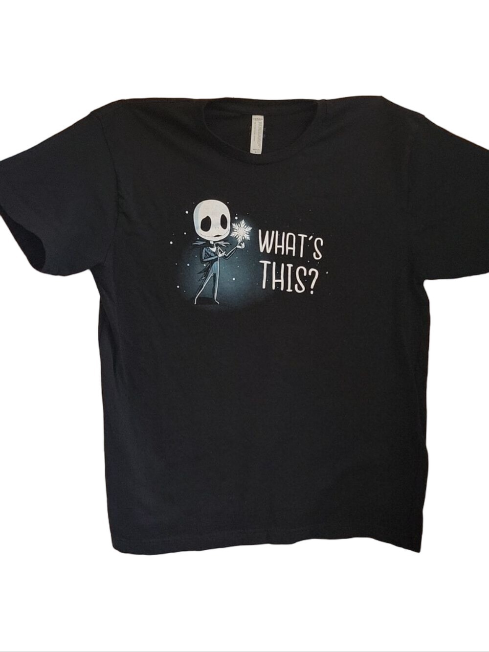 Jack Skellington Unisex "What's This?" Black Short-Sleeved T-Shirt, Size Large